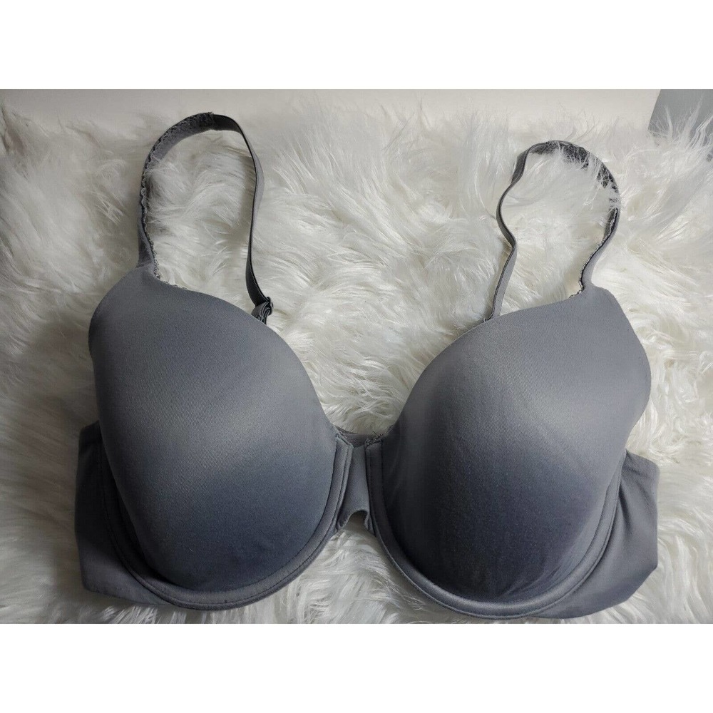 Victoria Secret Gray Padded Underwire Bra 34D Adjustable Straps
